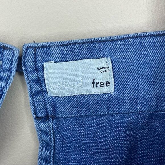 Wilfred Free | Aritzia Blue Chambray Flowy Cropped Tank Top Size Large - Picture 3 of 5
